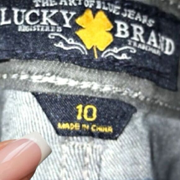 🍭 LUCKY BRAND Y2K Zoe Skinny Jeans Gray Distressed Beaded GIRL’S 10 EUC 🎉HP🎉 - Picture 13 of 16